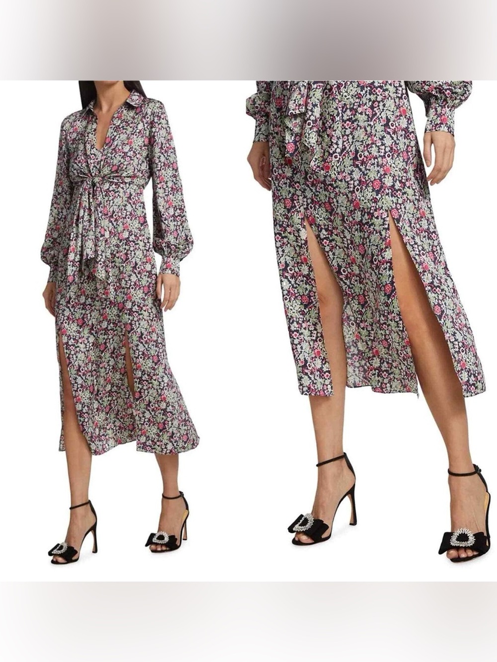Cinq à Sept Women's Quin Floral Layered Midi Dress Blue Multi Color